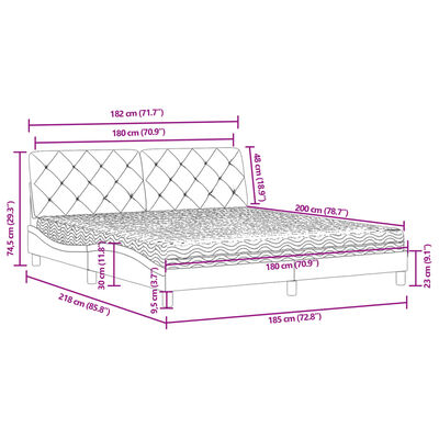 vidaXL Postel s matrací tmavě šedá 180 x 200 cm samet