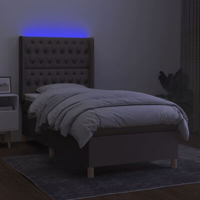 vidaXL Box spring postel s matrací a LED taupe 90x190 cm textil