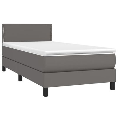 vidaXL Box spring postel s matrací šedá 80 x 200 cm umělá kůže