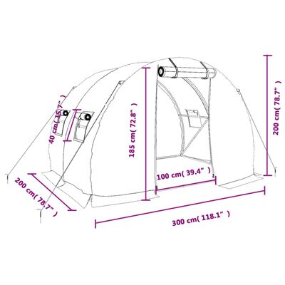 vidaXL Skleník s ocelovým rámem zelený 6 m² 3 x 2 x 2 m