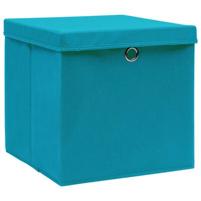 vidaXL Úložné boxy s víky 4 ks 28 x 28 x 28 cm bledě modré