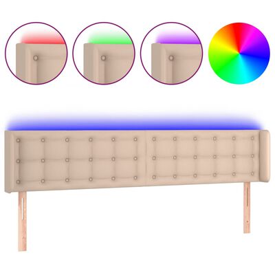 vidaXL Čelo postele s LED cappuccino 183 x 16 x 78/88 cm umělá kůže