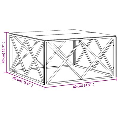 vidaXL Konferenční stolek 80 x 80 x 40 cm nerezová ocel a sklo