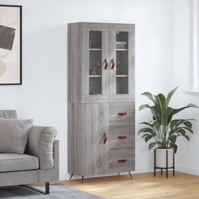 vidaXL Skříň highboard šedá sonoma 69,5 x 34 x 180 cm kompozitní dřevo