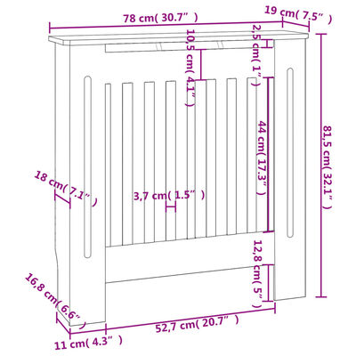 vidaXL Kryt na radiátor MDF 78 cm