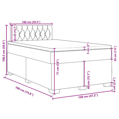 vidaXL Box spring postel s matrací tmavě modrá 120x190 cm samet