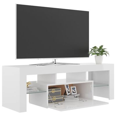 vidaXL TV skříňka s LED osvětlením bílá s vysokým leskem 120x35x40 cm