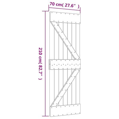 vidaXL Posuvné dveře s kováním 70 x 210 cm masivní borové dřevo