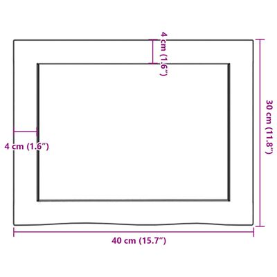 vidaXL Koupelnová deska hnědá 40x30x(2-6) cm ošetřený masivní dřevo