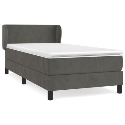 vidaXL Box spring postel s matrací tmavě šedá 100x200 cm samet