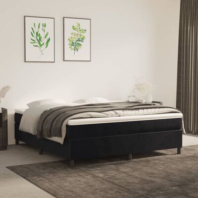 vidaXL Box spring postel s matrací černá 180x200 cm samet