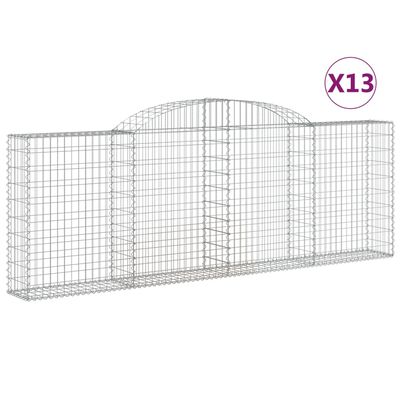 vidaXL Klenuté gabionové koše 13ks 300x30x100/120cm pozinkované železo