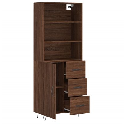 vidaXL Skříň highboard hnědý dub 69,5 x 34 x 180 cm kompozitní dřevo