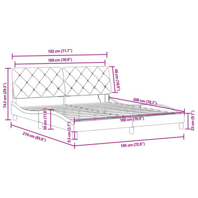 vidaXL Rám postele s LED osvětlením černý 180 x 200 cm samet