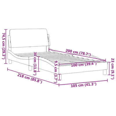 vidaXL Rám postele s čelem černý a bílý 100 x 200 cm umělá kůže