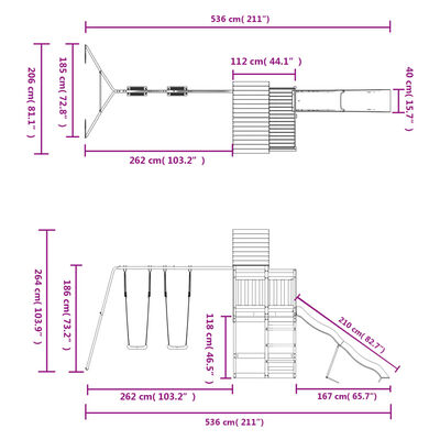 vidaXL Dětské hřiště na zahradu masivní borové dřevo