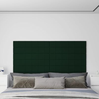 vidaXL Nástěnné panely 12 ks tmavě zelené 90 x 15 cm samet 1,62 m²