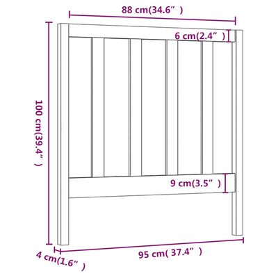 vidaXL Čelo postele šedá 95 x 4 x 100 cm masivní borovice