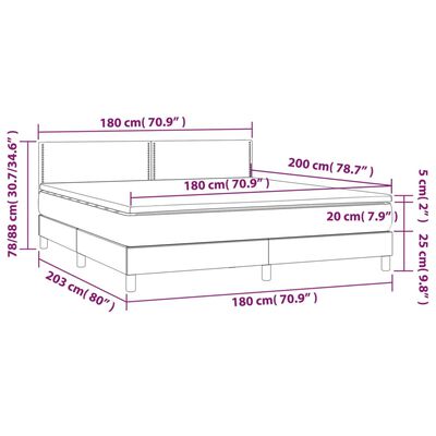 vidaXL Box spring postel s matrací šedá 180x200 cm umělá kůže