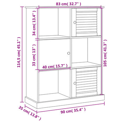 vidaXL Knihovna VIGO šedá 90 x 35 x 114,5 cm masivní borové dřevo