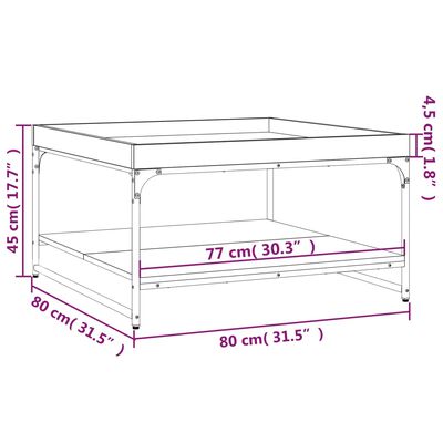 vidaXL Konferenční stolek kouřový dub 80x80x45 cm kompozit a železo