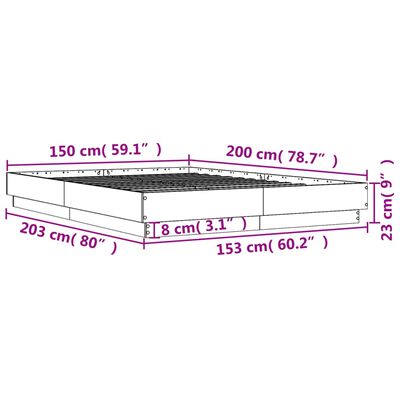 vidaXL Rám postele s LED osvětlením dub sonoma 150 x 200 cm