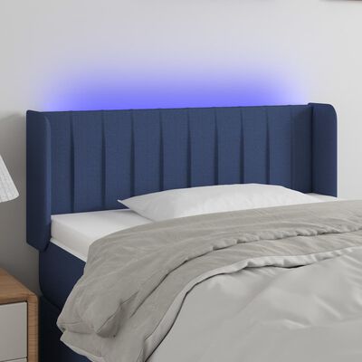 vidaXL Čelo postele s LED modré 83 x 16 x 78/88 cm textil