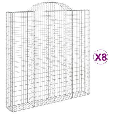 vidaXL Klenuté gabionové koše 8 ks 200x30x200/220cm pozinkované železo