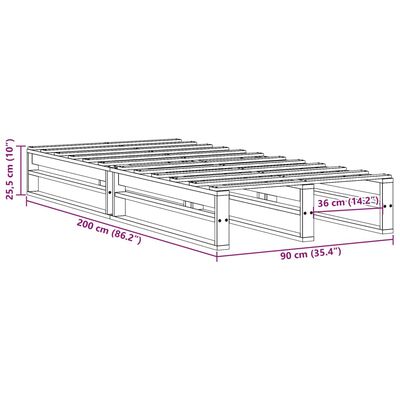 vidaXL Postel bez matrace bílá 90 x 200 cm masivní borovice