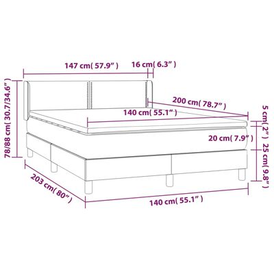 vidaXL Box spring postel s matrací tmavě šedá 140x200 cm textil