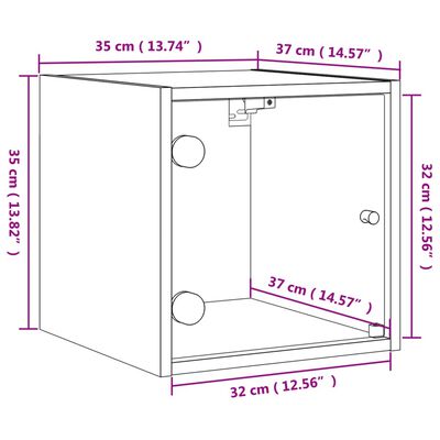 vidaXL Noční stolky se skleněnými dvířky 2 ks betonově šedé 35x37x35cm