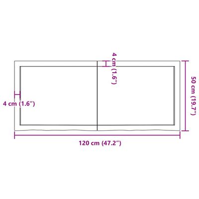 vidaXL Nástěnná police 120x50x(2-4) cm neošetřené masivní dubové dřevo