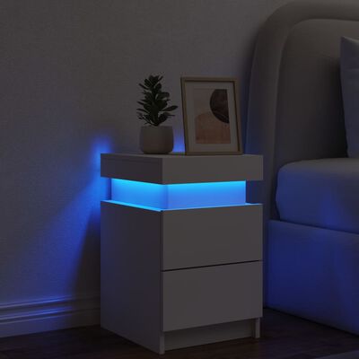 vidaXL Noční stolek s LED osvětlením bílý 35 x 39 x 55 cm