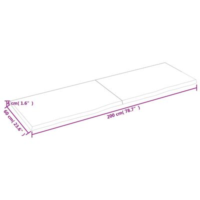 vidaXL Koupelnová deska tmavě hnědá 200x60x(2-4) cm ošetřený masiv