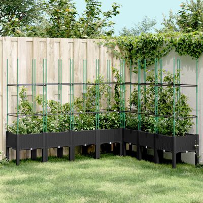vidaXL Zahradní truhlík s treláží černý 200 x 160 x 142,5 cm PP