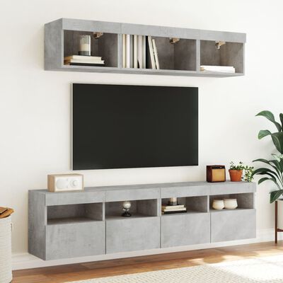 vidaXL Nástěnné TV skříňky s LED 2 ks betonově šedé 80 x 30 x 40 cm