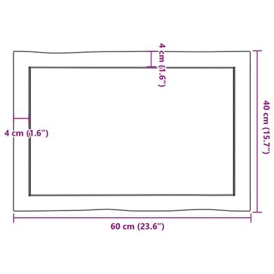 vidaXL Stolní deska 60x40x(2-6) cm neošetřený masivní dřevo živá hrana