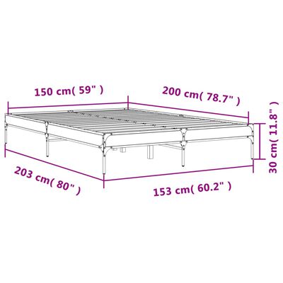 vidaXL Rám postele šedý sonoma 150 x 200 cm kompozitní dřevo a kov