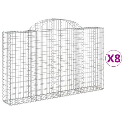 vidaXL Klenuté gabionové koše 8 ks 200x30x120/140cm pozinkované železo