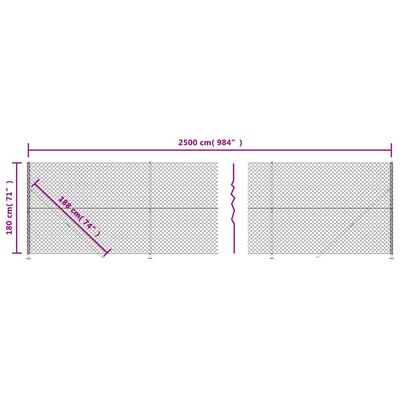 vidaXL Drátěné pletivo s přírubami antracitové 1,8 x 25 m