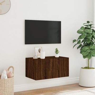 vidaXL Nástěnná TV skříňka s LED osvětlením hnědý dub 60 x 35 x 31 cm