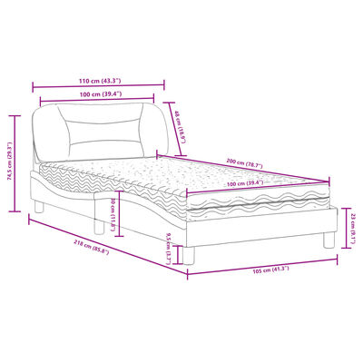 vidaXL Postel s matrací bílá 100 x 200 cm umělá kůže