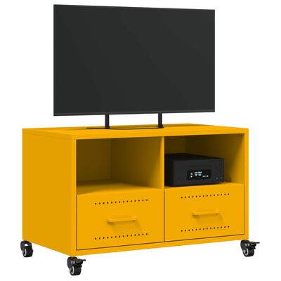 vidaXL TV skříňka hořčicově žlutá 68 x 39 x 43,5 cm ocel