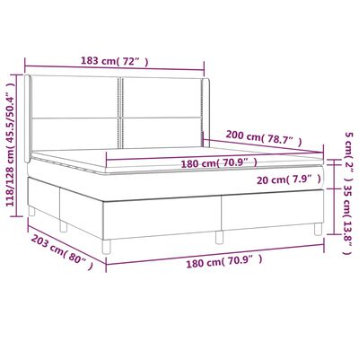 vidaXL Box spring postel s matrací světle šedá 180x200 cm samet