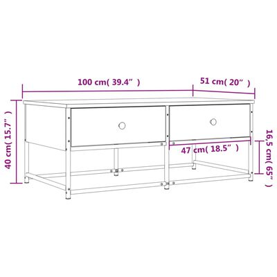 vidaXL Konferenční stolek dub sonoma 100 x 51 x 40 cm kompozitní dřevo