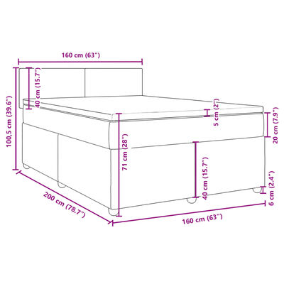 vidaXL Box spring postel s matrací krémová 160x200 cm textil