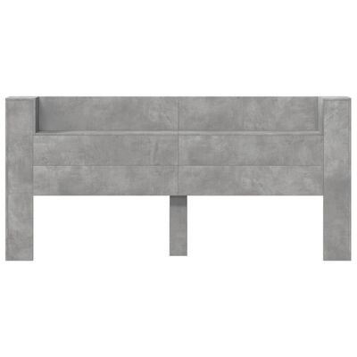 vidaXL Čelo postele úložný prostor LED betonově šedé 220x16,5x103,5 cm