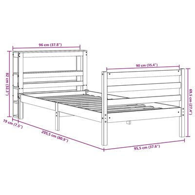 vidaXL Postel bez matrace bílá 90 x 200 cm masivní borovice