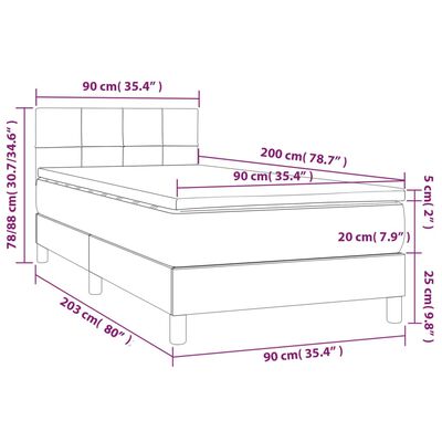 vidaXL Box spring postel s matrací světle šedá 90x200 cm textil