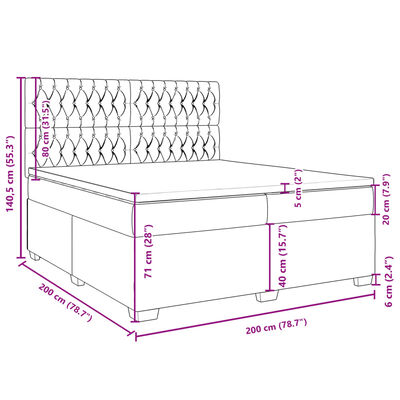 vidaXL Box spring postel s matrací černá 200x200 cm samet